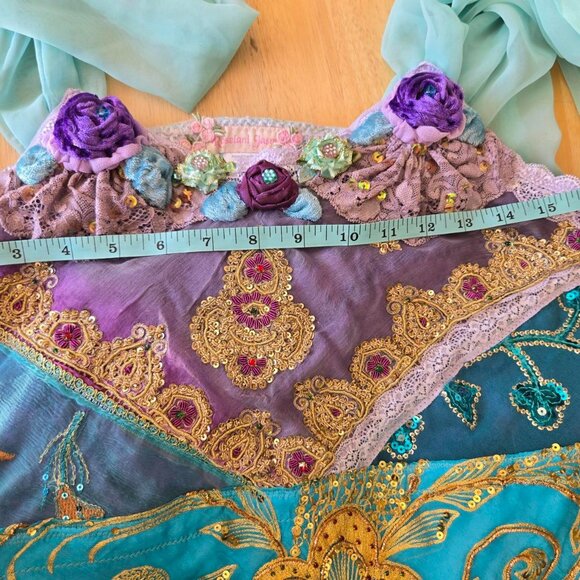 Lavender & Blue Velvet and Vintage Embroidered Blouse | Size Medium - Picture 5 of 8